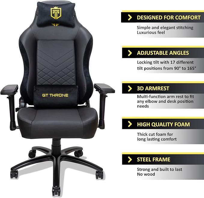 Gaming Chair – Big and Tall Reclining Computer Chair with 3D Armrests Adjustable Backrest Ergonomic Support Holds Up to 300 lbs – Premium Gamer Seat