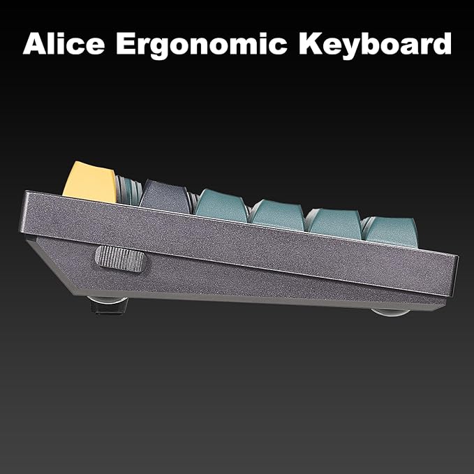 Hexgears F2 - Aluminum Custom Mechanical Keyboard Split Alice 83 Key Layout Ergonomic Keyboard Hot Swappable Slient Linear Switch BT5.0/2.4GHz/USB-C RGB Backlit for Win/Mac (Bamboo Gold)