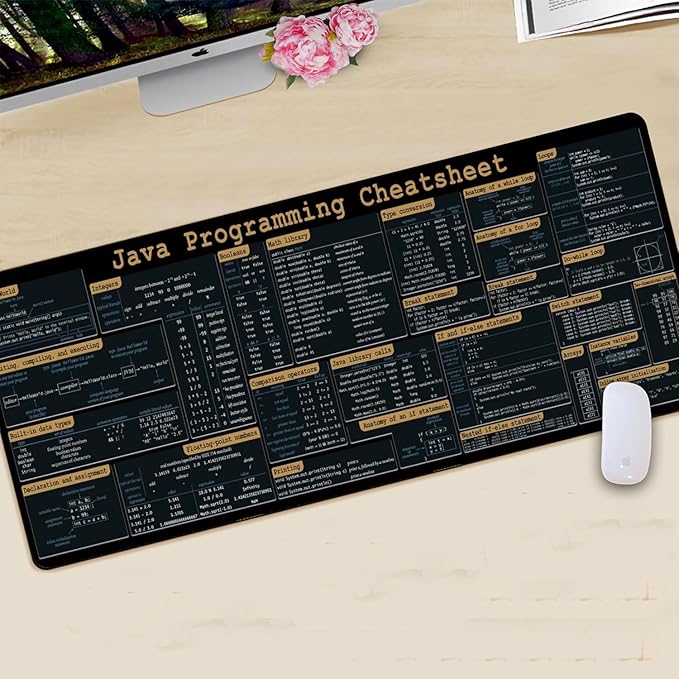 Java Programing Cheat Sheet Desk Mat for Software Engineers Web Developers and Programmers Gift Coworker Quick Key Anti-Slip Keyboard Pad KMH