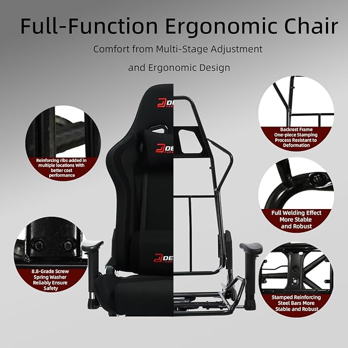 Fabric Gaming Chair Skin-Friendly and Breathable Manufactured by A Reputable Manufacturer Safe and Stable Specially Designed for Gaming.with Footrest Mg(1005-Black)