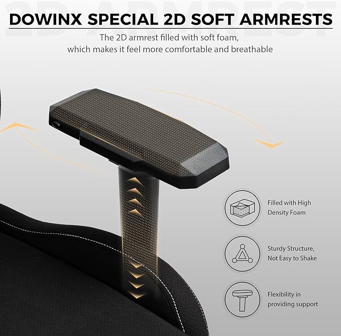 Dowinx Gaming Chair with Massage Lumbar Support Footrest Fabric Computer Gamer Chair with Pocket Spring Cushion Adjustable Comfortable Game Office Chair 300lbs for Adult Teens Black