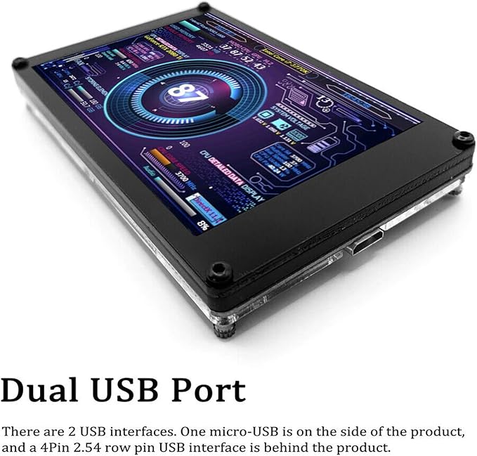 PC CPU HDD Data Monitor 3.5in Computer Temperature Display with Holder Live Readouts GPU Internet Speed Weather Visual Theme Editor USB Computer Temp Monitor for RasPi for