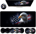 Ergonomic Keyboard Wrist Rest &amp Mouse Pad Wrist Rest SetXL Gaming Desk Mat 31.5x 11.8Non-Slip BaseMemory FoamEasy Typing Pain Relief for Office &amp HomeBald Eagle US Flag Fireworks