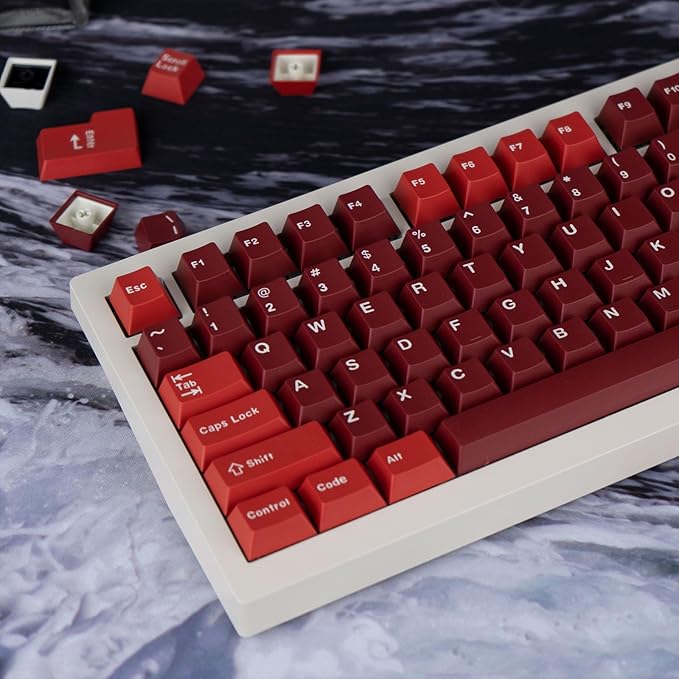 Custom PBT Keycaps 173 Keys Double Shot Cherry Profile Keycap Minimalist Red Key caps Set with Key Puller for Mechanical Keyboard Compatible with ANSI ISO Layout