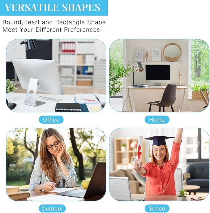 Nezyo 21 Pieces Sublimation Mouse Pad Blanks Non Slip Rubber Blank Pad Round Rectangle Heart Shaped Mouse Pad for DIY Crafts Transfer Heat Press Printing