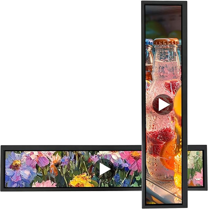 VSDISPLAY 24 Inch Touch Screen 1920x360 IPS Monitor Android 11 Stretched Bar LCD Auto Copy Autoplay as Extra Advertising DisplaySupports USB/SD Input