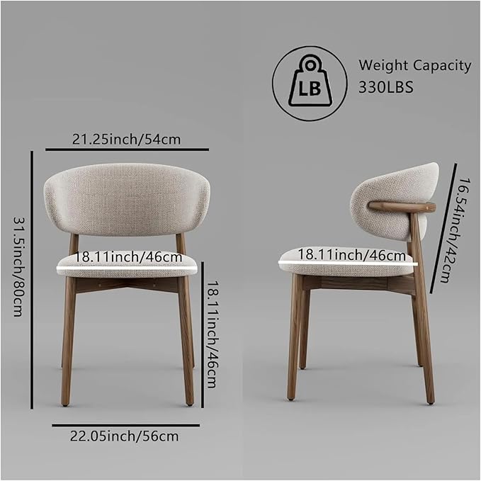 Adjustable Office Computer Chair with Armrest 1pcs Modern Solid Wood Upholstered Dining Chairs with Curved Backrest Natural Wood Legs(Oak)