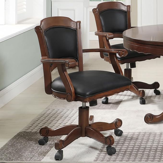 Black and Upholstered Game Chair with Casters