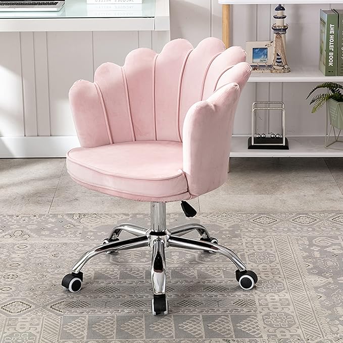 Velvet Dresser Chair Ergonomic Office Game Chairs Bedroom Swivel Recliner Chair with Adjustable Sit Height Home Chair Living Room for Gaming
