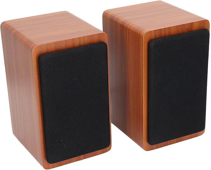 5V 3W USB Wired Wood Computer Speakers 5.0 Sound Channel 2.0 Stereo Sound Speaker for Music Movies Gaming for Laptop Notebook Desktop Computer (Walnut Wood)