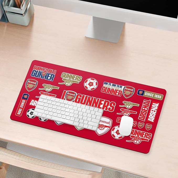 Head Case Designs Officially Licensed Arsenal FC Collage Crest Logo &amp Patterns 23.62 x 11.81 x 0.12 inches (600 x 300 mm) - L Gaming Office Desk PC Keyboard Mouse Mat Pad