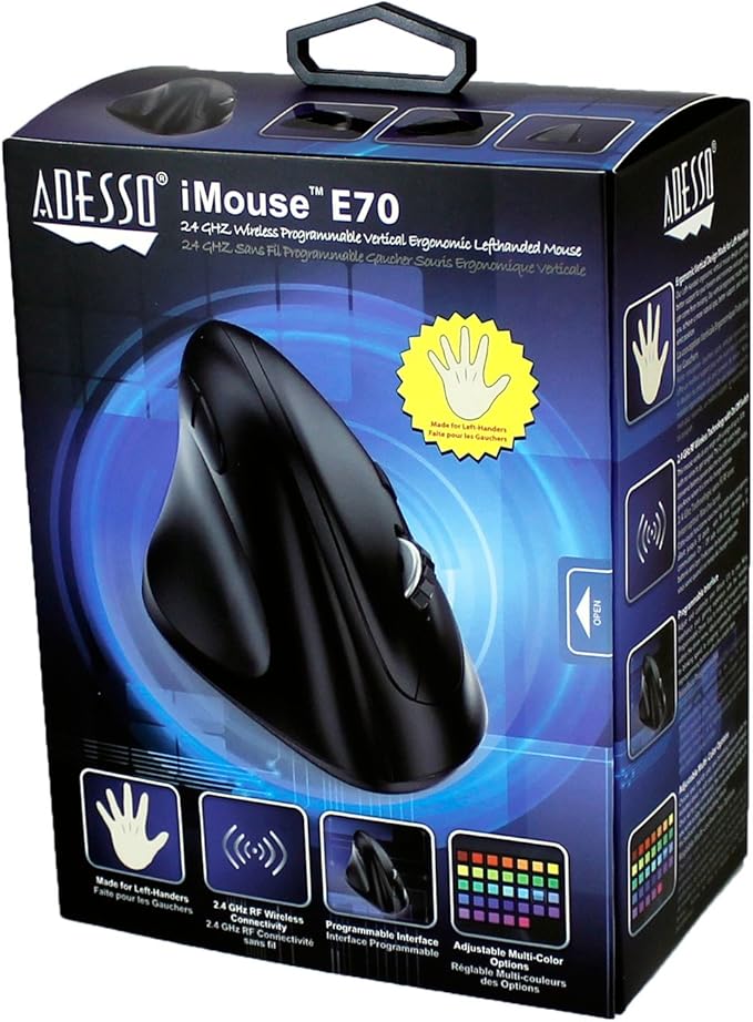 Adesso iMouse E70-2.4GHz Wireless Ergonomic Vertical Left-Handed Mouse