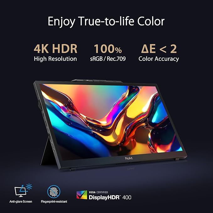 ASUS ProArt Display 15.6” 4K Pen Display (PA169CDV) – IPS UHD (3840 x 2160) WACOM Feel EMR 100% sRGB Calman Verified Pantone Validated Speakers USB-C 10-Point Touch Dial 3 Year Warranty