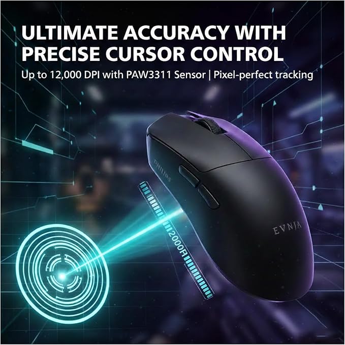 Philips SPK9418 Wireless Gaming Mouse Adjustable 12000 DPI Bluetooth Mouse for Gaming Wired/2.4Ghz/Bluetooth Ultra-Lightweight with 5 Programable Buttons Rechargeble Battery
