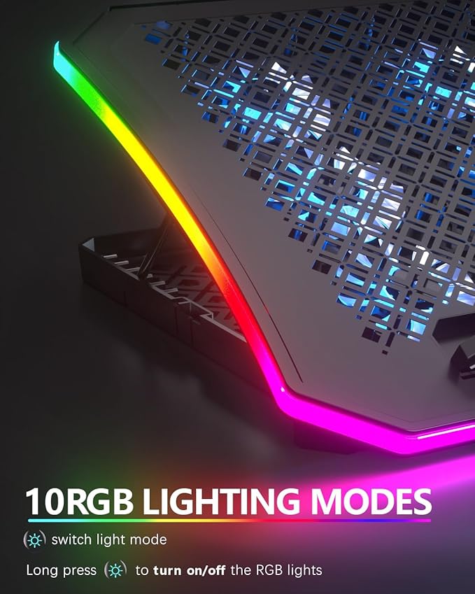 KeiBn 8 Fans Blue &amp 6 Fans Purple Laptop Cooling Pad Laptop Cooler for 15.6-17.3 Inch Laptops with 7 Height Stands 2 USB Ports10 RGB Modes