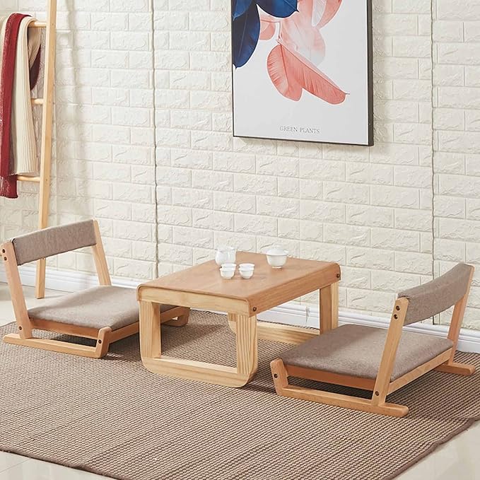 BTZHY Floor Chair Wooden Tatami Floor Chair with Backrest and Armrest Meditation Floor Chair Living Room Floor Chair Portable Japanese Legless Chair