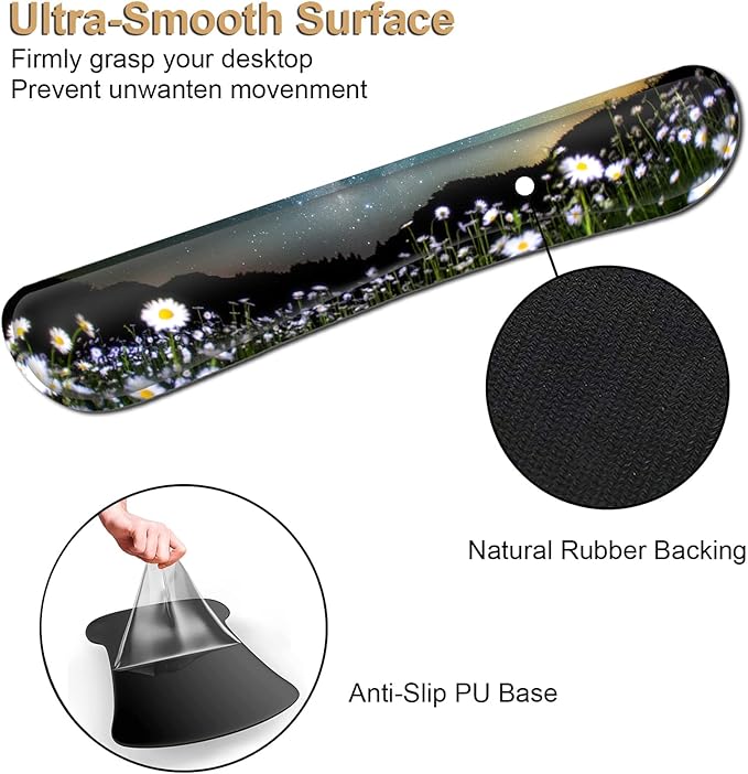 Ergonomic Mouse Pad Wrist SupportStarry Sky Mouse Pads with Non-Slip PU Base for Home Office Working StudyingMemory Foam Keyboard Wrist Rest Easy TypingStay Positive Work Hard Inspirational Quotes