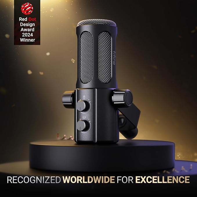 FIFINE Podcast Microphone USB/XLR Vocal Dynamic Microphone for Streaming Recording Broadcast Content Creator Studio Microphone for PC with Mute Button Headphone Monitoring-AmpliTank TANK6