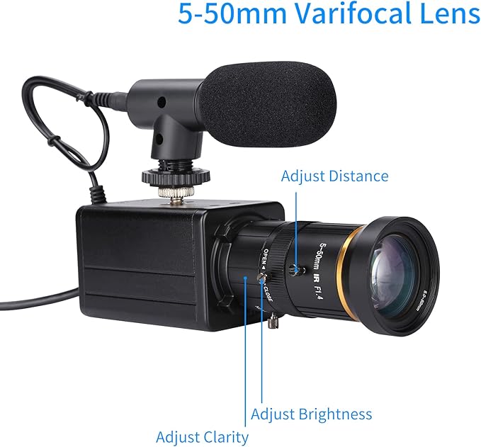 4K HD Camera Computer Camera USB Webcam 10X Optical Zoom Manual Focus Auto Exposure Compensation Comaptible with Window XP/7/10 Linux Android Plug &amp Play for Video Conference Online Teaching