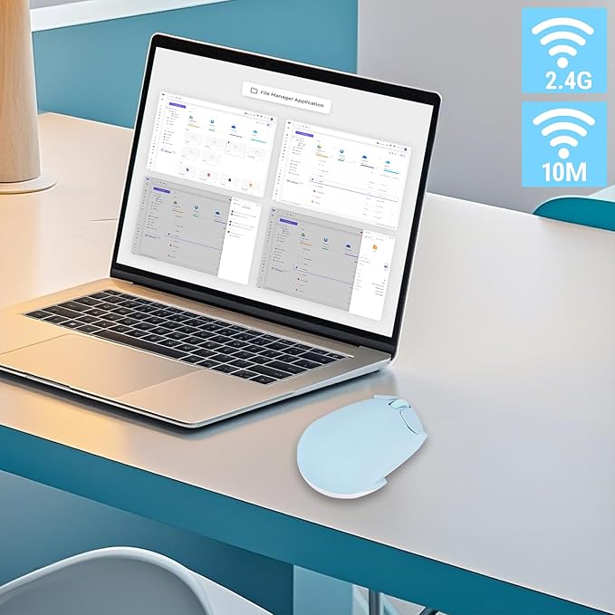 Cute Pig Design Wireless Mouse - Dual Mode Bluetooth &amp USB Silent Operation Ergonomic Ideal for Laptops &amp PCs for Animal Lovers and Family (Blue)