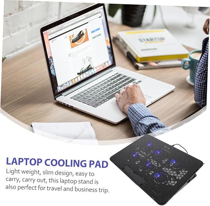 NUOBESTY Laptop Cooling Pad with Adjustable Height Fans for Enhanced Cooling USB Power Supply Design Stable Material for Gaming and Workstation Use