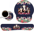 Keyboard Wrist Rest and Mouse Pad Wrist Support Set Non-Slip PU Base Ergonomic Gaming Mousepad for Home Office Working Studying Easy Typing &amp Pain Relief - Floral Quote Funny Cows Combination