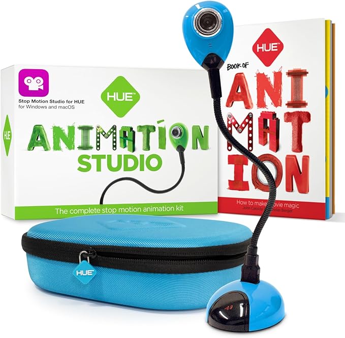 HUE Animation Studio: Complete Stop Motion Kit (Camera Software Book) for Windows/macOS (Blue) with Carry Case