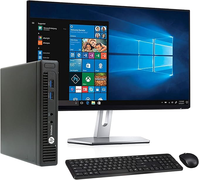 HP EliteDesk 800 G1 Tiny Computer PC Intel Core i5 Processor 16GB Ram 500GB SSD Wireless Keyboard &amp Mouse WiFi | Bluetooth New 23.8 FHD LED Monitor Windows 11 (Renewed)