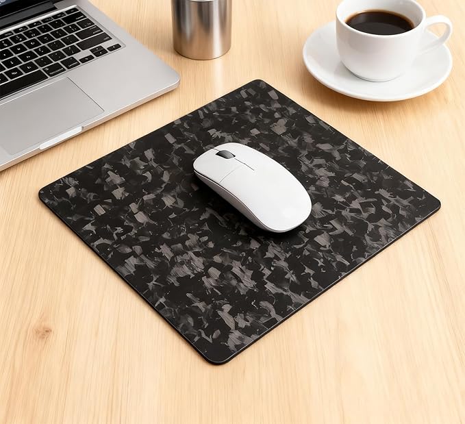 Multipurpose Carbon Fiber Mouse Pad - Hard Thin and Lightweight for Office Gaming and Daily Computer Use on Desk or Lap (Forged Large)