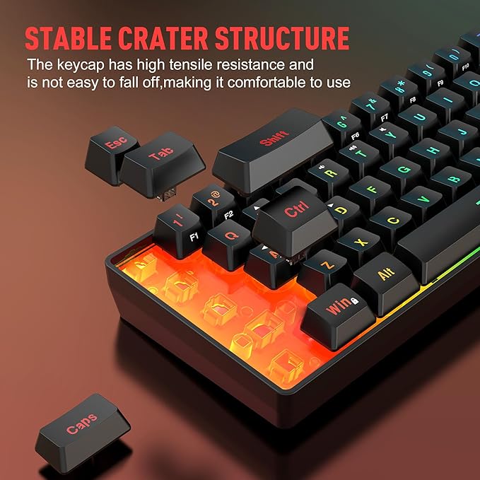 Snpurdiri 60% Wireless Gaming Keyboard and Mouse Combo Include 2.4G Small Mini 60% Merchanical Feel Keyboard Ergonomic Design Vertical Feel Wireless Mouse