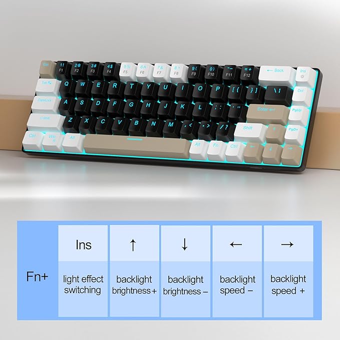 MageGee Portable 60% Mechanical Gaming Keyboard MK-Box LED Backlit Compact 68 Keys Mini Wired Office Keyboard with Brown Switch for Windows Laptop PC Mac - Black/Coffee Color