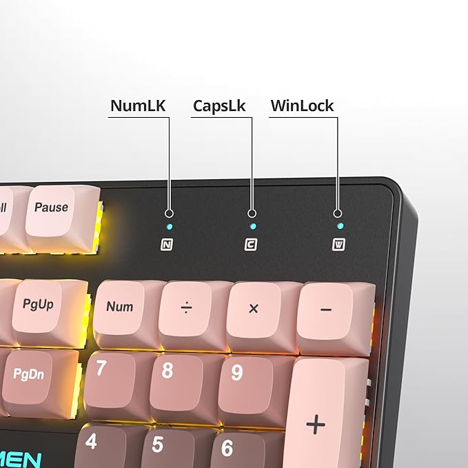 surmen Wired Mechanical Keyboard Full-Size104-Key RGB Thocky Keyboard with Number Pad USB Retro Brown PBT Keycaps for Win Gaming/Office (104 Heimei)