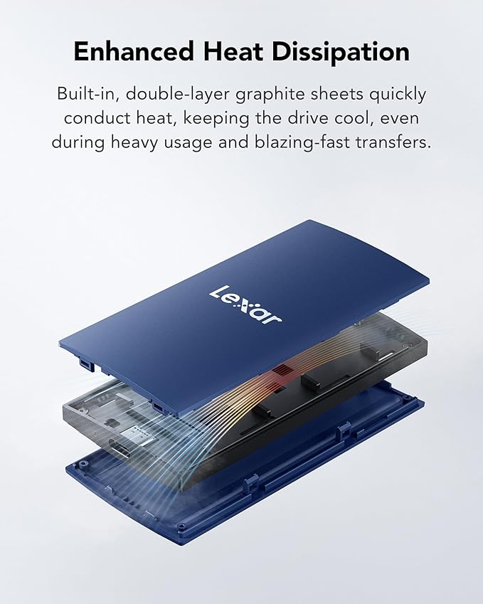 Lexar ES3 2TB External SSD USB 3.2 Gen2 Portable SSD PSSD Up to 1050MB/s Read 1000MB/s Write External Solid State Drive Compatible with iPhone 16/15 Series/Mac/PS5/XBOX/Laptop/PC Blue