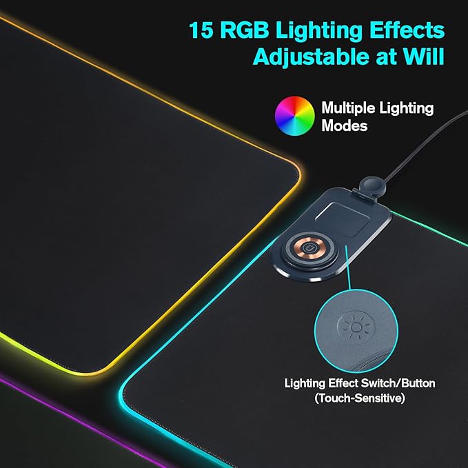 ELUTENG Mouse Pad with Phone Holder 4in1 Wireless Charging Desk Mat RGB Ultra-Smooth Gaming Mousepad Waterproof Home Office Large Desk Pad 31.5x11.81 Large Desk Pad Non-Slip Base Keyboard Pad
