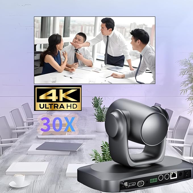 PTZ Camera 4K 30X Optical Zoom AI Auto Tracking - Professional Conference Camera with HDMI/3G-SDI/USB/POE IP Streaming for Church Worship Education YouTube Live Facebook Streaming &amp Remote Meet