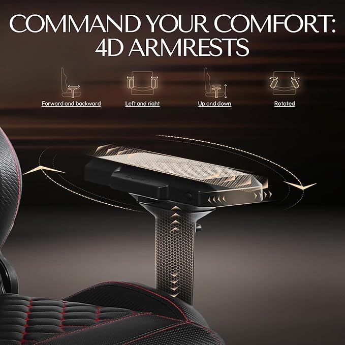 Dowinx Gaming Chair Big and Tall Video Game Chairs with Footrest PC Gamer Chairs for Adults - Padded High Back Ergonomic Reclining Silla Gamer 4D Armrest 400LBS Black