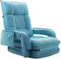 Folding Chaise Lounge Chair with Armrest 6 Adjustable Positions Indoor Floor Chair for Living Room Bedroom BalconyComfy Gaming Recliner Chair Padded Seats for Adults (Green)