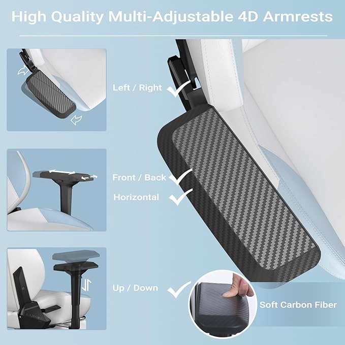 KORNOX Ergonomic Gaming Chair PU Leather with Footrest for AdultsOffice Chair High BackGaming Chair Racing Height Adjustable for TeensGame Chair with Headrest and Lumbar Support for GirlWhite