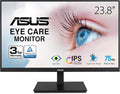 ASUS 24”1080P Monitor(VA24DQSB)-Full HDIPS75HzSpeakers Adaptive-Sync Low Blue Light Flicker Free VESA Mountable Frameless HDMI DisplayPort VGA USB hub Height Adjustable Black12.8x21.3x2.1