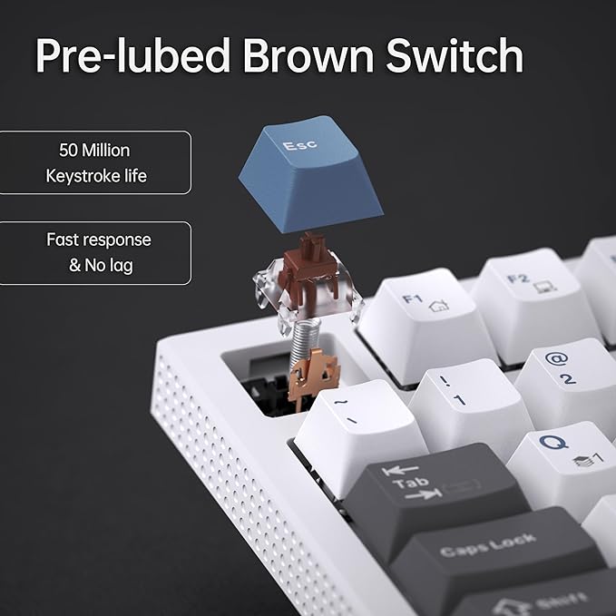 KEMOVE K98SE Mechanical Gaming Keyboard 98 Keys LED Backlit Programmable 96% Wired Computer Keyboard with Double Sound Dampening Foam Pre-lubed Brown Switch