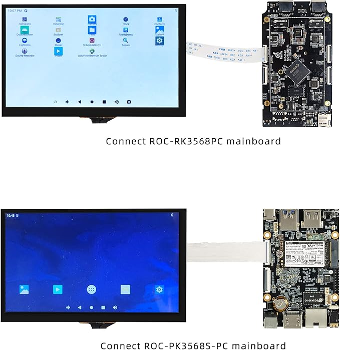 youyeetoo 7 inch MIPI LCD Touch Screen 1024x600 5 Point Capacitive 75Hz Support Tinker Board 2S Firefly ITX-RK3568J/ROC-RK3568-PC/ROC-RK3588S-PC/ITX-3588J
