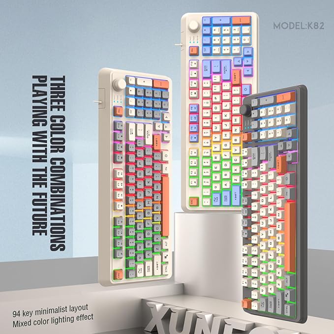 Keyboard K82 Gaming Keyboard with Three Color Backlit and Mechanical Feel 94 Keys for Gamers Computer PC Laptop Keyboars