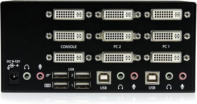 StarTech.com 2 Port Triple Monitor DVI USB KVM Switch with Audio &amp USB 2.0 Hub - Multi Monitor KVM - Dual Port KVM Switch (SV231TDVIUA)Black