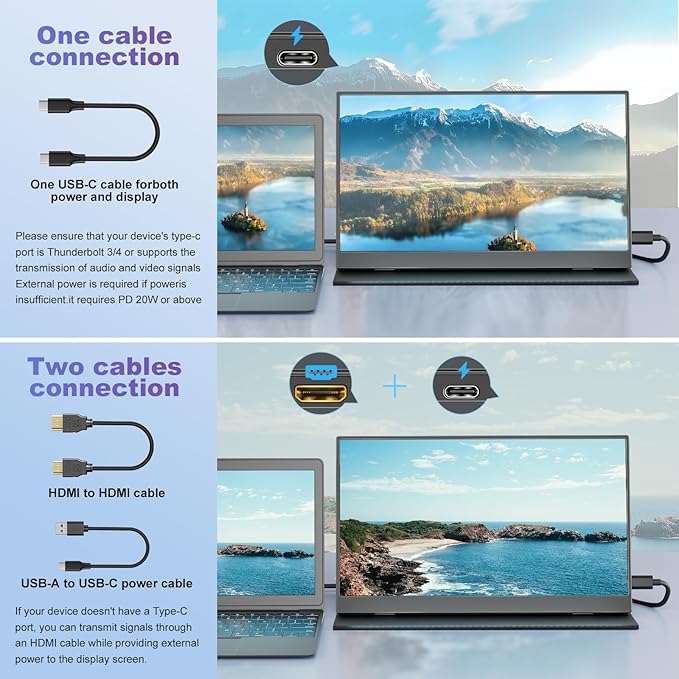 18.5 Inch Portable Monitor for Laptop FHD 1080P 100% sRGB Travel Monitors for Laptop Portable Computer IPS Display w/VESA External Monitor USB-C HDR HDMI Portable Screen w/Smart Cover &amp Speaker