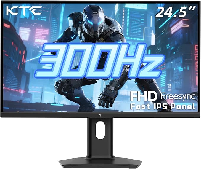 KTC 24.5 Inch 300Hz Gaming Monitor - FHD 1080P Fast IPS PC Monitor Gaming 1ms Adaptive Sync HDR 240Hz Monitors Gamer with Display Port1.4x1 HDMI 2.0x2 119% sRGB VESA Mount DP Cable (Renewed)