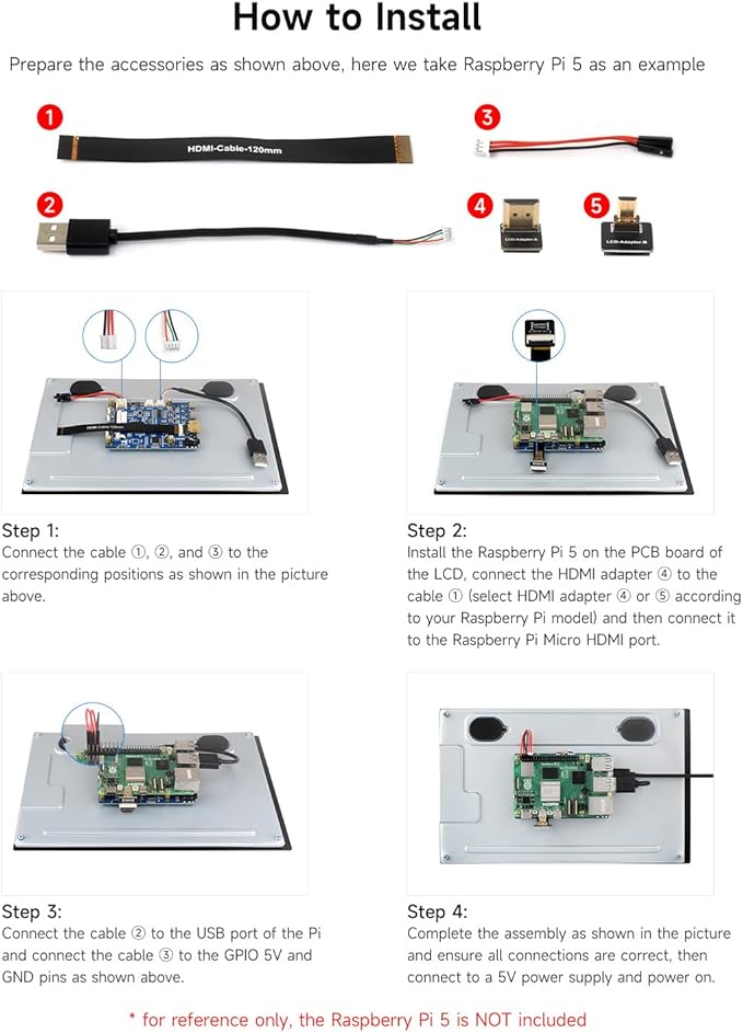 waveshare 10.1inch High Resolution Capacitive Touch Display Compatible with Raspberry Pi 5/4B/3B/Zero/Zero W/Zero 2W/Pico/Pico Supports Windows and Jetson Nano IPS Display 10-Point Touch