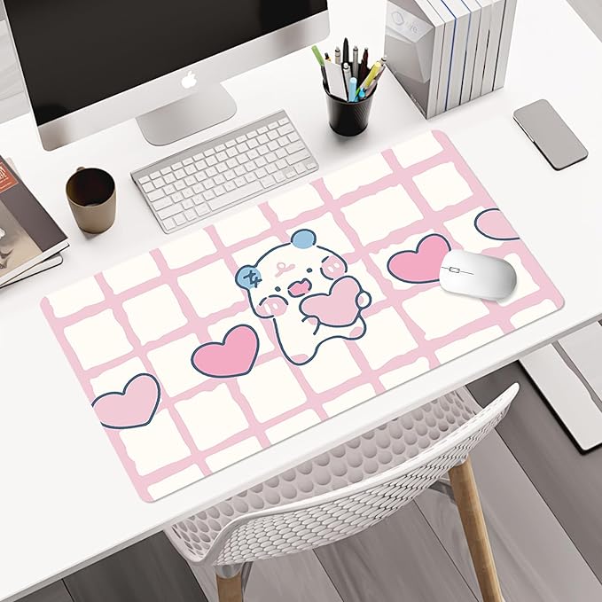Desk Pad 31.5 x 15.7 PU Leather Desk Mat XL Extended Gaming Mouse Pad Non-Slip Ultra Thin Large Laptop Keyboard Writing Mat for Office Home Waterproof Pink