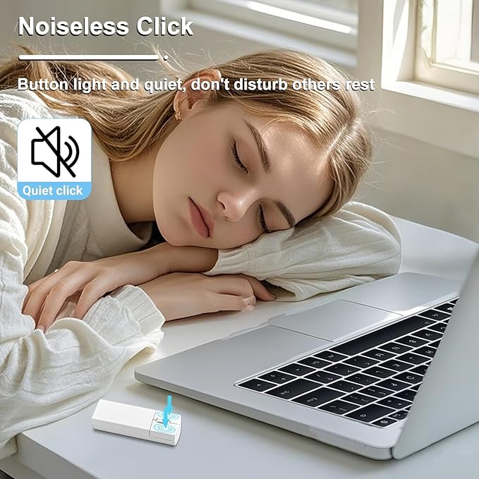 Wireless Mouse Mini Bluetooth 5.1/5.0 &amp 2.4Ghz Tri Mode MiceSmall Silent Portable Compact Finger Mice Cute Tiny Travel White Mouse for MacBook Chromebook PC Laptop Computer Tablet Office School