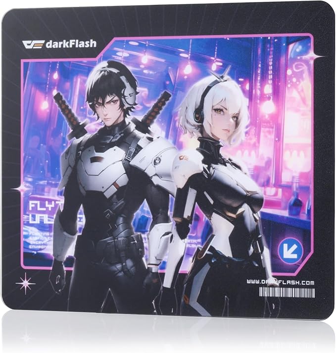 darkFlash Glass Mouse Pad 13.8×11.8 Inch Ultra-Smooth Tempered Surface Precision Tracking Anti-Slip Rubber Base Durable Etched Finish Unique IP Ideal for Gaming &amp Work(DMP350)