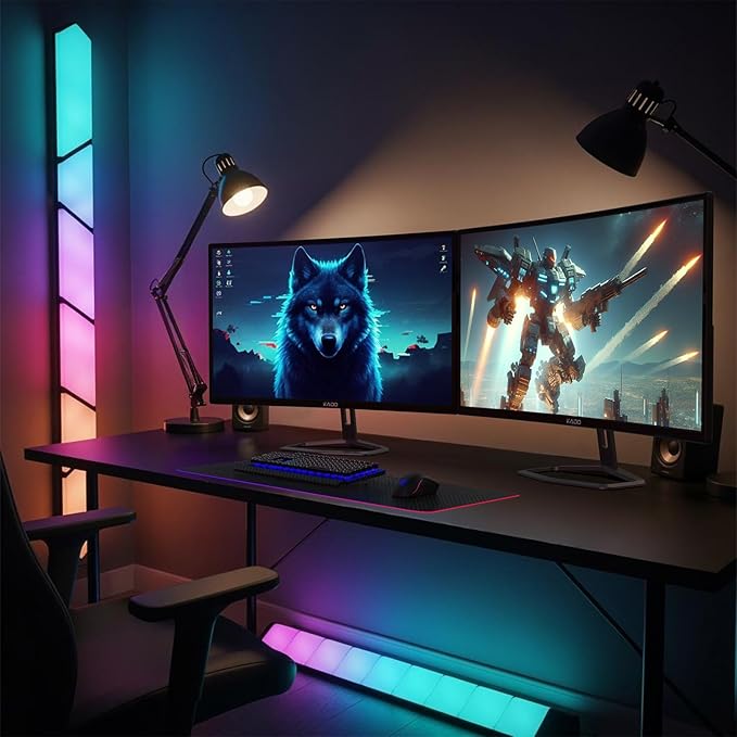 Kado 32 Class Dual Gaming Monitor Setup - 2-Pack 32 Curved 1800R 240Hz 1ms 1920x1080 Computer Monitor Parallel Gaming AMD FreeSync Premium Panoramic VESA Mount HDMI DisplayPort Built-in Speakers